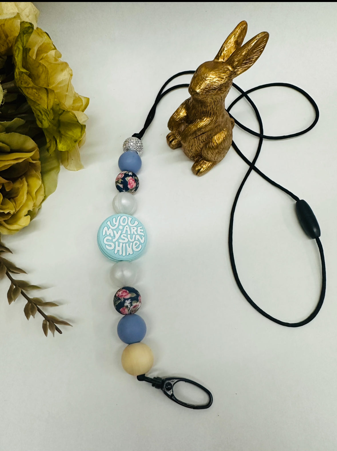 ‘You Are My Sunshine’ Blue Floral Lanyard