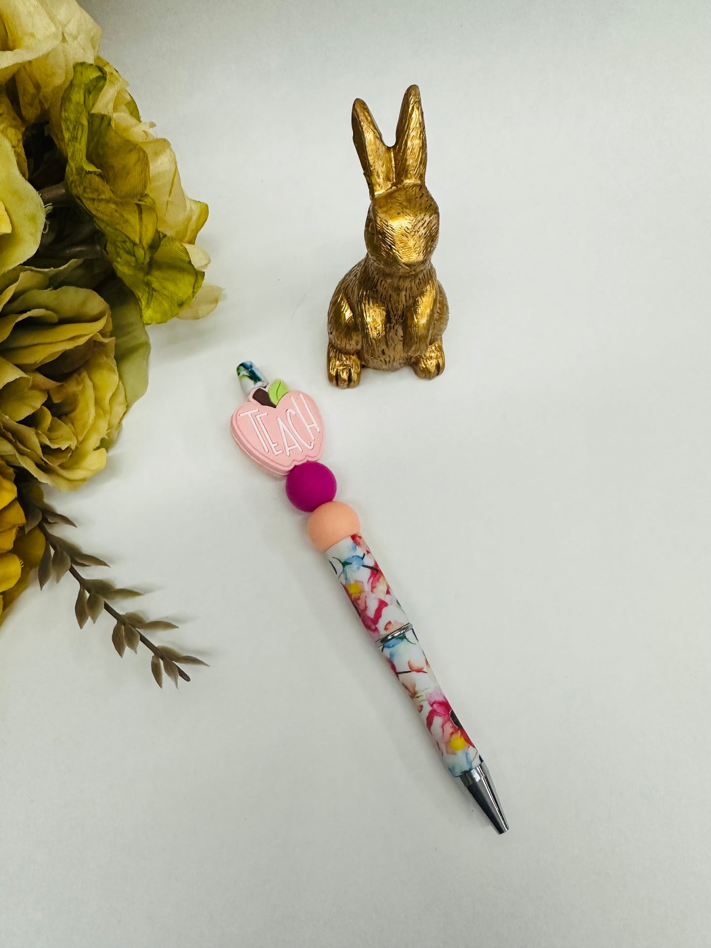 Pink ‘Teach’ Floral Pen