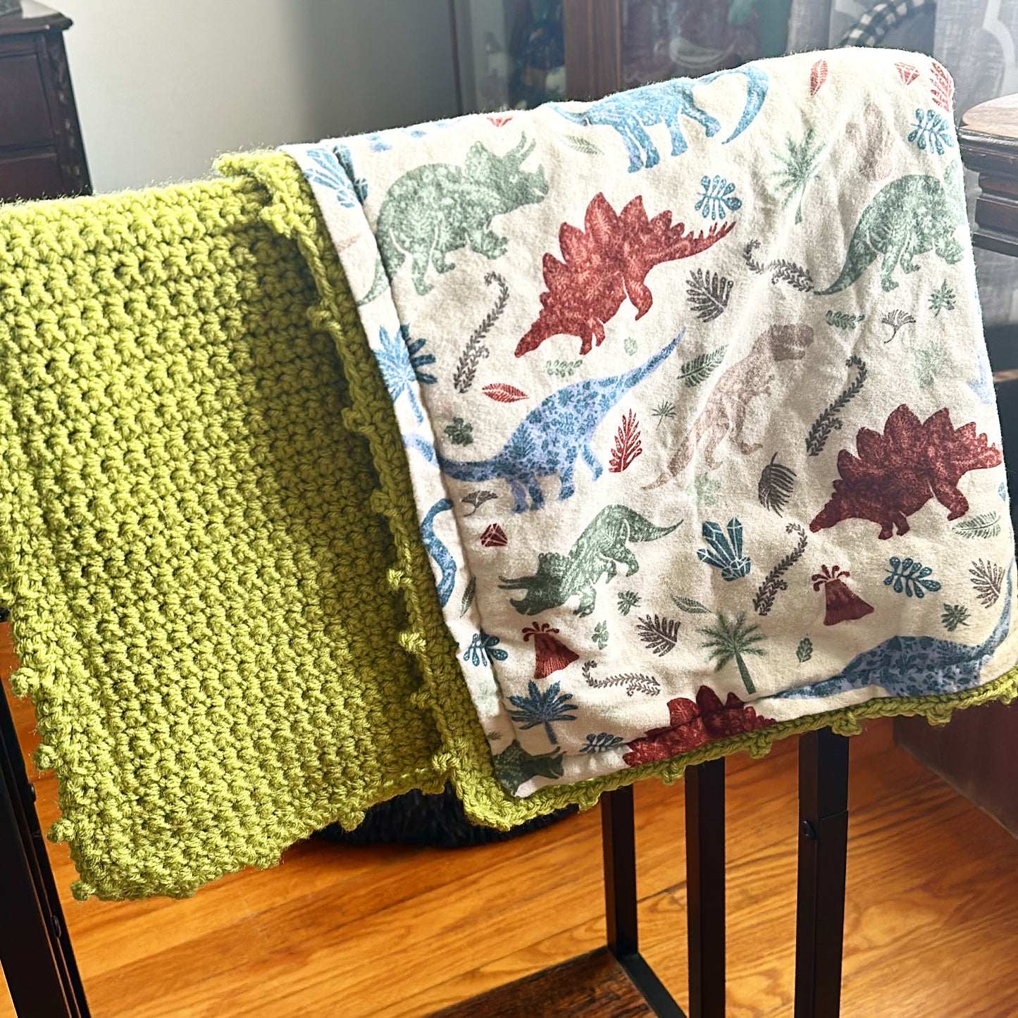 Bright Green/Yellow Dinosaur Baby Blanket