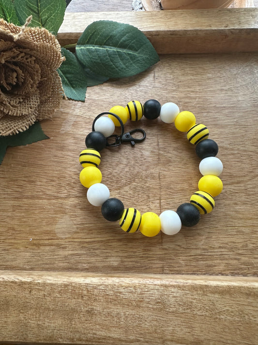 Bumblebee Silicone Bead Keychain Wristlet