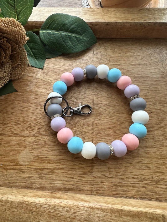 Pastel Silicone Bead Keychain Wristlet