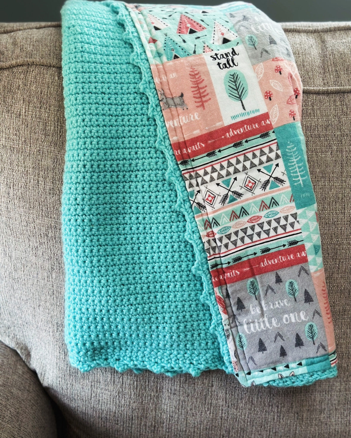 Teal Wildlife Baby Blanket